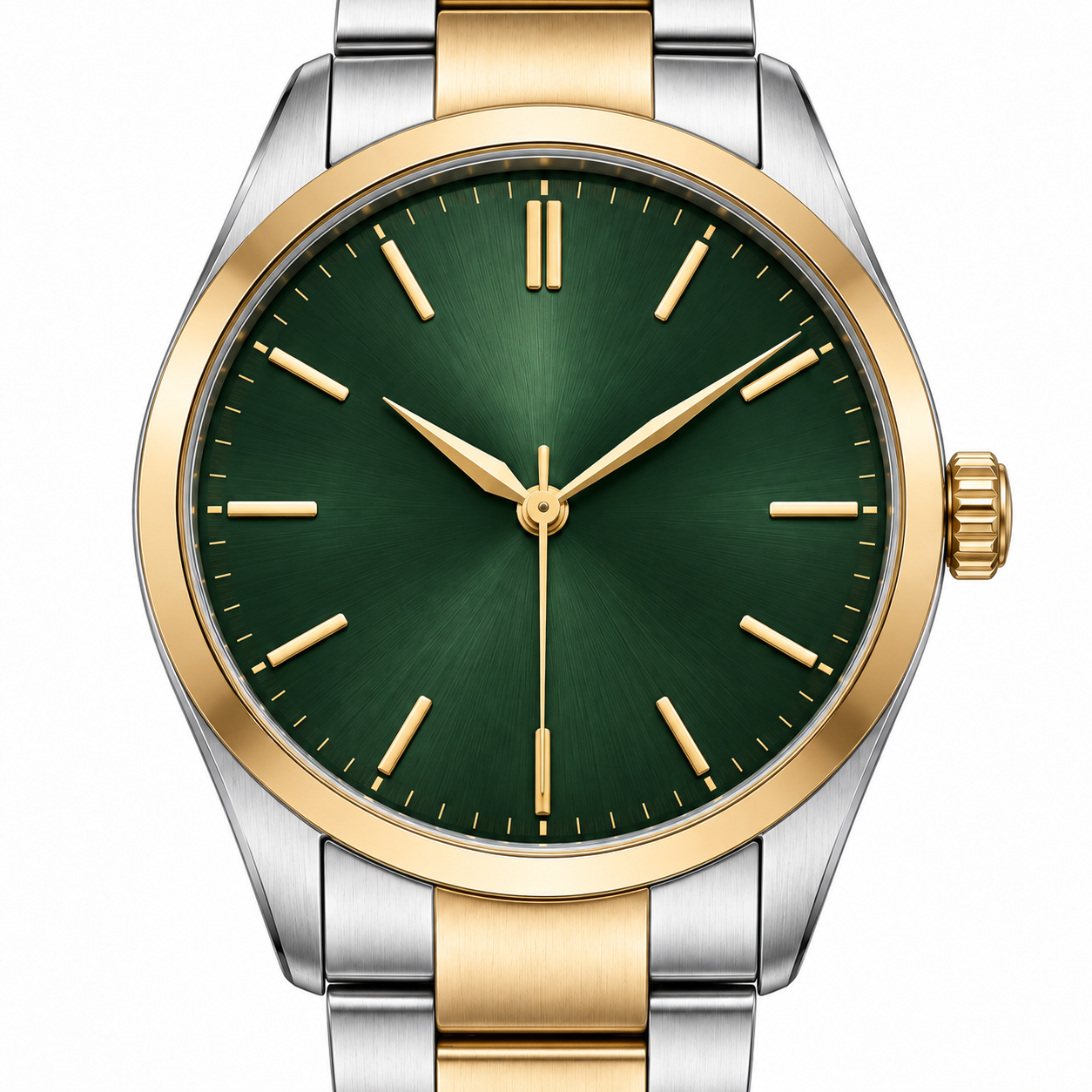 36mm グリーンダイヤル ツートーンステンレス 自動巻きウォッチ W0915-04 文字盤ディテール