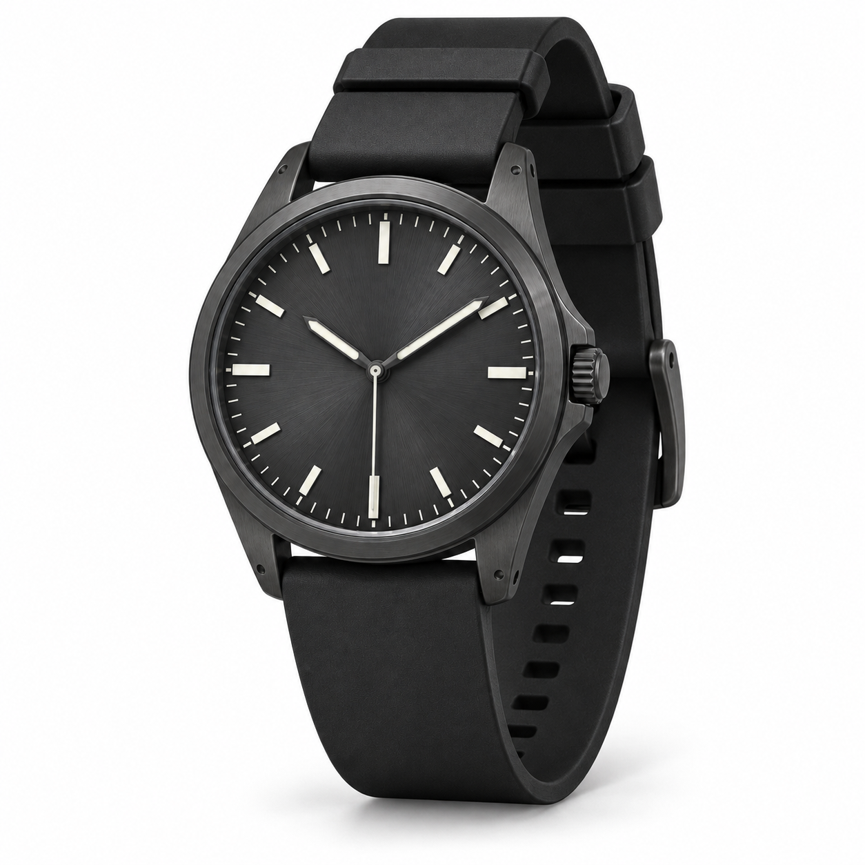 39mm チャコールPVD ソーラーウォッチ W0915-03 斜め正面商品写真
