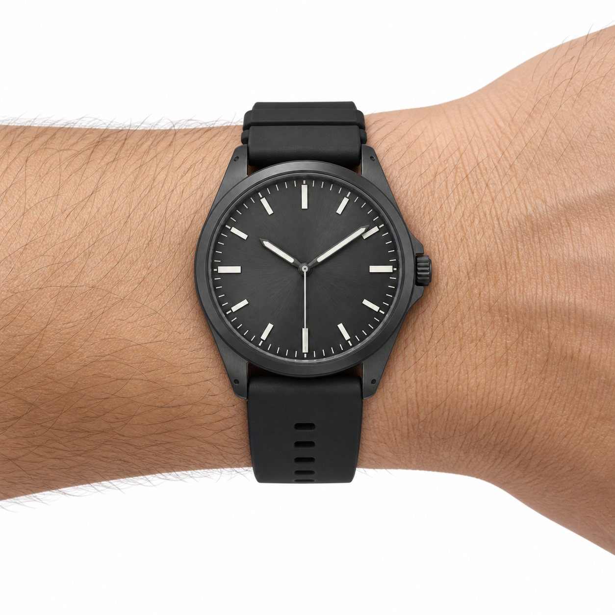 39mm チャコールPVD ソーラーウォッチ W0915-03 着用イメージ