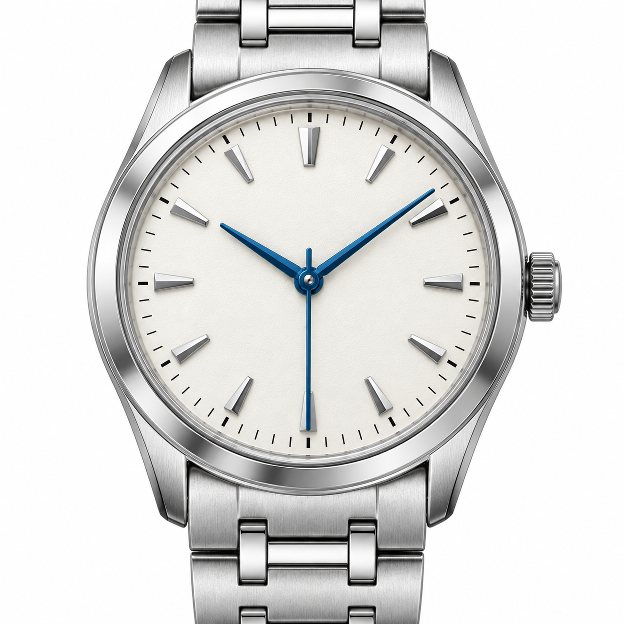 37mm ホワイト文字盤 ブルーハンド 自動巻きウォッチ W0915-06 文字盤ディテール