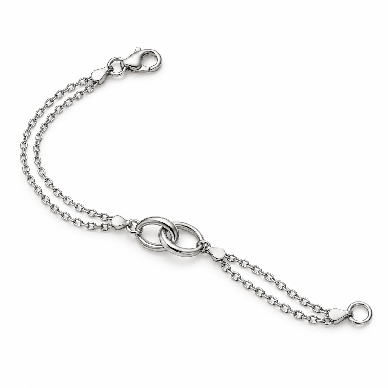 シルバーカラー ダブルチェーンノットブレスレット BR0916-04 立体構造